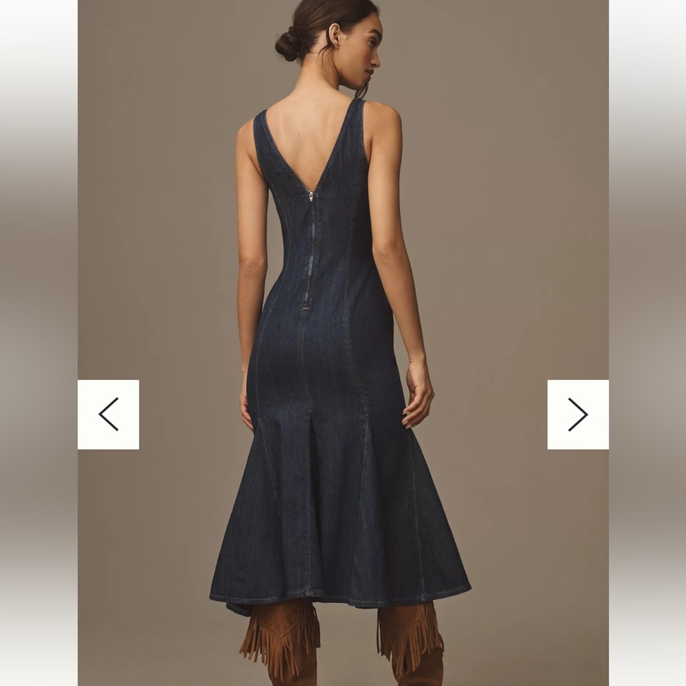 New Reformation Serafina Denim Midi Dress - Picture 3 of 6